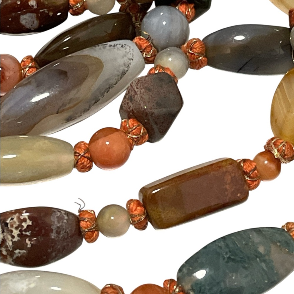 Old Chinese Export  Polished Agate Carnelian Blood Jade Necklace Hand Knotted